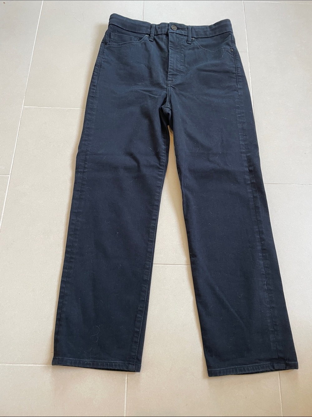 Express Women's Black Super High Rise Straight-Leg Cropped Pants